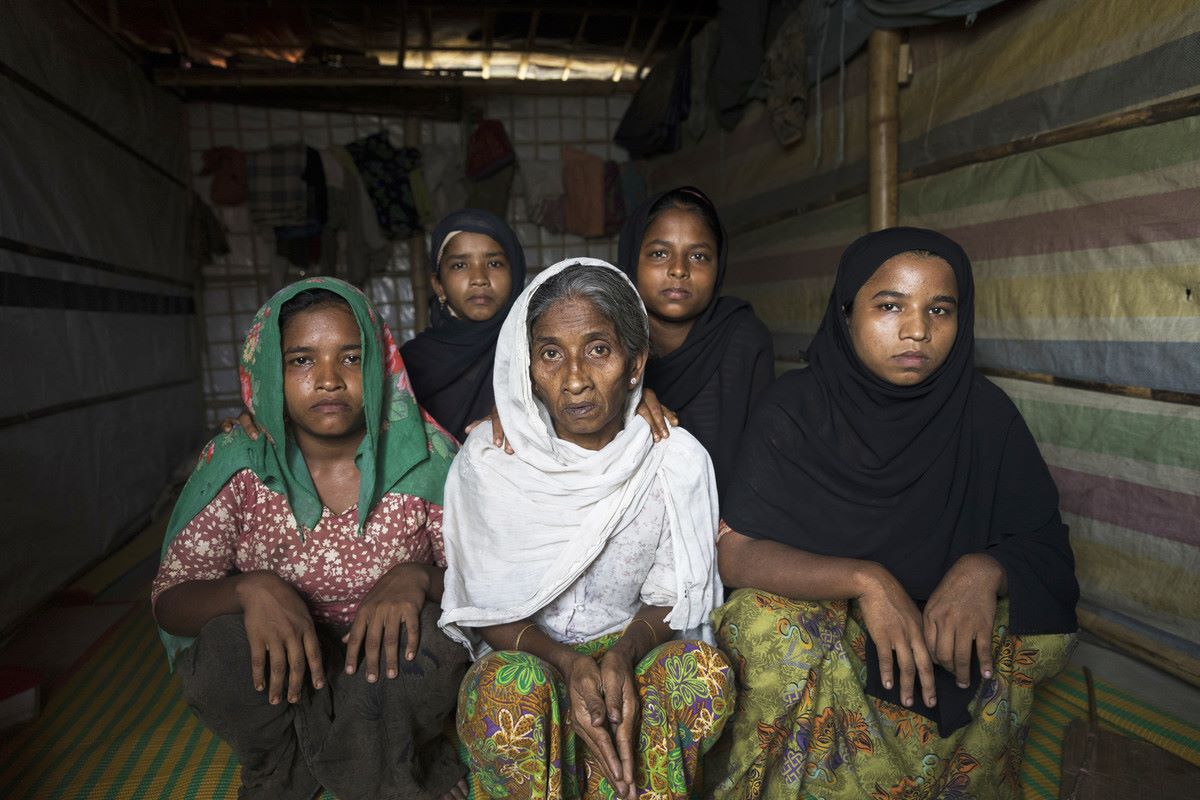 Rohingya Refugee Halima and her family at Age International's Age Friendly Space in Bangladesh
