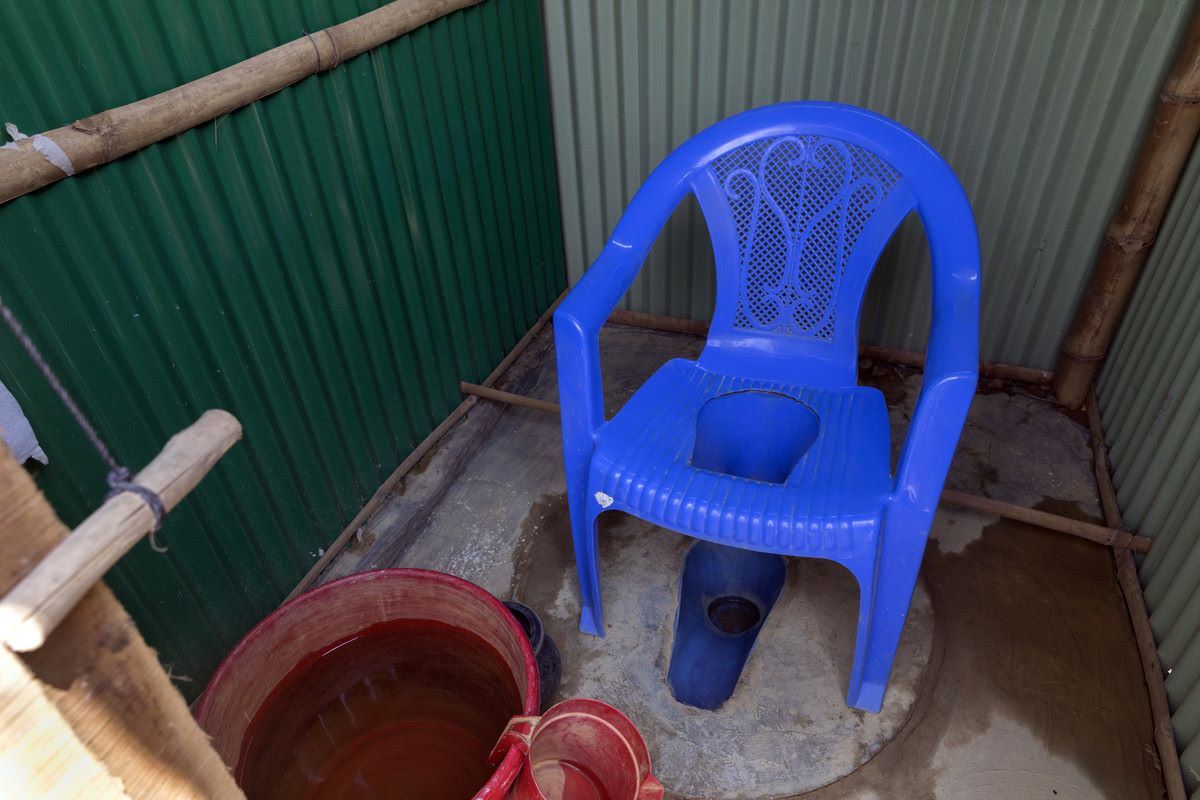 A modified toilet for older people at Age International's Age Friendly Space in Bangladesh