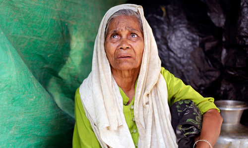 An older Rohingya woman in Cox's Bazar refugee camp, Bangladesh