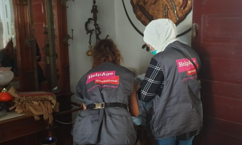 HelpAge Lebanon team at a home destroyed by the blast